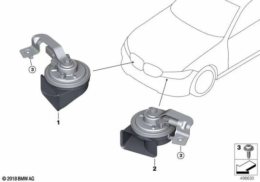 Electronic Horn for BMW 2 Series G87, 3 Series G20, G20N, G21, G21N, G28, G28N, 4 Series G22 (OEM 61335A6FE43). Original BMW