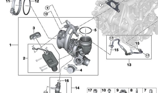 PIBO DI RESTO OIL OEM 11428489614 per BMW F70, U06, U11, U10, F65, F66, U25. BMW originale.