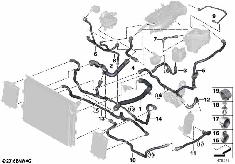 Tyral de dépôt de compensation pour BMW F20N, F21N, F22, F23, F30N, F31N, F34N, F35N, F32, F33, F36 (OEM 17128623572). BMW d'origine