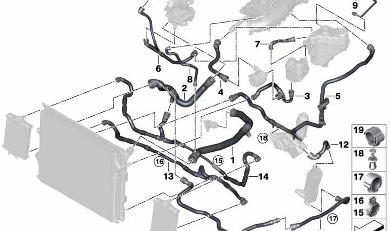 Valvola dell'interruttore OEM del tubo flessibile del refrigerante 17128616914 per BMW F20, F21, F22, F23, F30, F31, F34, F32, F33, F36. BMW originale.