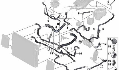 Valvola dell'interruttore OEM del tubo flessibile del refrigerante 17128616914 per BMW F20, F21, F22, F23, F30, F31, F34, F32, F33, F36. BMW originale.