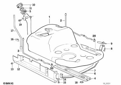 Tubería de ventilación OEM 16119070649 para BMW Serie 5 E34, 518i, 518g... y más. Original BMW.