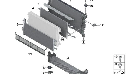 Soporte superior del radiador OEM 17117617617 para BMW F40, F44, F45, F46, F48, F39 y MINI F55, F56, F57, F54, F60. Original BMW y MINI.