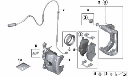 Soporte pinza freno delantero izquierdo OEM 34206779729 para MINI R55, R56, R57, R58, R59. Original MINI.