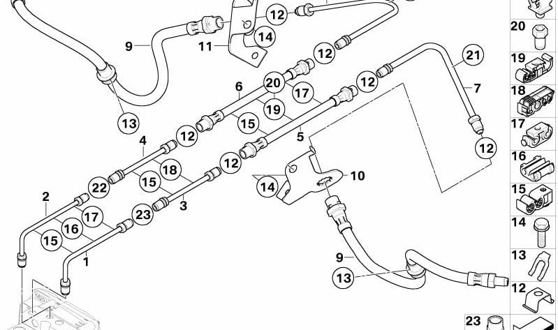 Tubo de freno trasero OEM 34306776869 para BMW X5 E70. Original BMW.