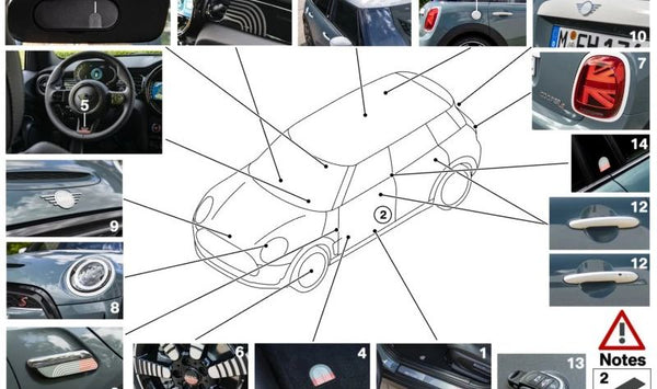 Embellecedor entrada puerta delantera derecha OEM 51475A5F522 para MINI F54 Cooper, Cooper D, Cooper S (producción 07/2019 - 02/2024). Original MINI.