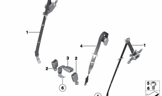 Zentraler Heckgurte OEM 72117233538 für BMW F07. Original BMW.