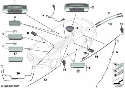 Módulo LED apoya brazos para BMW F30, F31, F34, F35, F80 Serie 4 F32, F33, F36, F82, F83 (OEM 63319240235). Original BMW