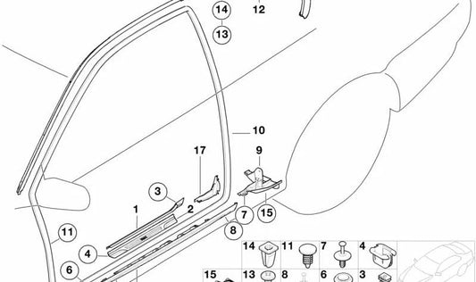 Moulage du cadre latéral droit pour BMW E46 (OEM 51718268408). BMW d'origine