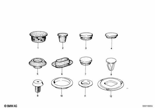 Tampão de vedação com anel adesivo OEM 41007140848 para BMW E81, E82, E87, E88, F40, F52, F44, F45, F46, E21, E30, E36, E46, E92, E93, F30, F31, F34, F35, F80, F32, F33, F36, F82, F83, E12, E28, E34, G60, E24, E23, E32, G11, G12, G70, F91, F92, F9