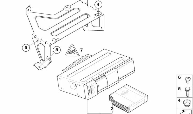 Soporte para cargador de CDs OEM 65159115190 para BMW E82, E88. Original BMW.