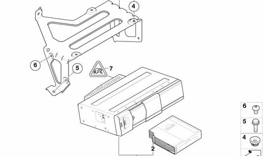 Soporte para cargador de CDs OEM 65159115190 para BMW E82, E88. Original BMW.
