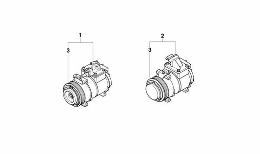 RP Air Conditioning Compressor for BMW E38 (OEM 64526910461). Genuine BMW.