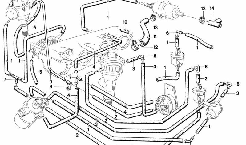 Tubo de escape (manguera) OEM 11741266884 para BMW E12, E24, E23. Original BMW.