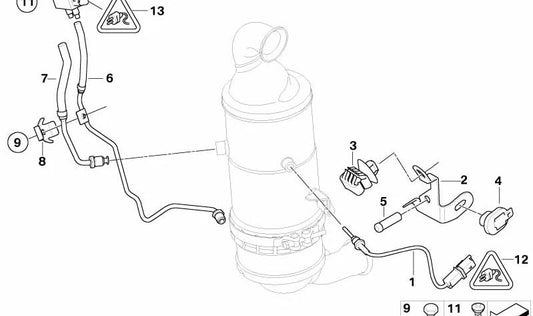 Sensor de temperatura de gases de escape OEM 13627795044 para MINI R55, R56, Clubman... y más. Original MINI.