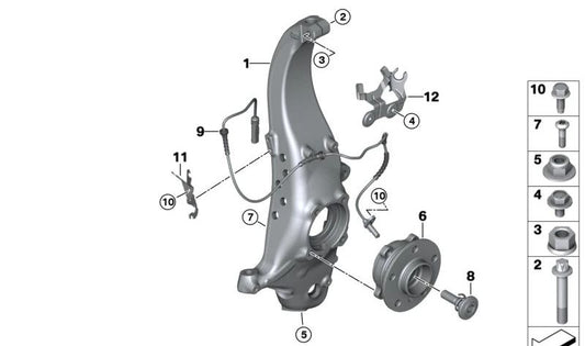 Mangueta delantera derecha OEM 31216858214 para BMW i3 e i8 {I12, I15}. Compatible con modelos con tracción total fabricados entre 2014 y 2020. Recambio original BMW.