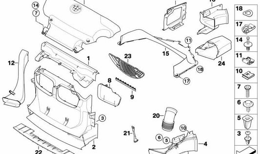 OME de defletor de ar frontal OEM 51718216580 para BMW E46. Peça original da BMW.