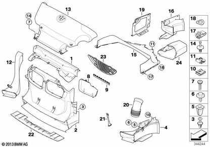 Guía de aire delantera izquierda para BMW Serie 3 E46 (OEM 51717894701). Original BMW