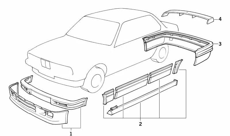 Kit de instalación alerón trasero para BMW Serie 3 E30 (OEM 82119401427). Original BMW