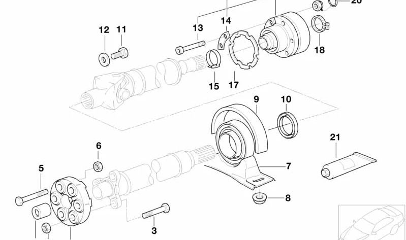 CV joint with knurled screw for BMW E39, E31 (OEM 26111229099). Original BMW