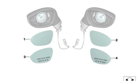 Cristal de Espejo Retrovisor Derecho CaleFable Convexo OEM 51167233090 Para BMW E89, I12, I15. BMW originale.