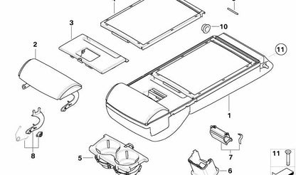 Desbloqueo Reposabrazos para BMW E60, E61 (OEM 52207135888). Original BMW