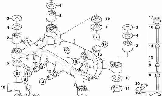 Tope trasero de suspensión OEM 33316778120 para BMW E65, E66. Original BMW.