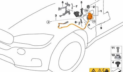 Cavo di emergenza per apertura manuale OEM 51257297008 per BMW F15, F85, F16, F86, I12, I15. BMW originale.