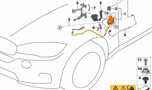 Soporte de conector de carga OEM 61139375966 para BMW G20, G21, G30, G31, G11, G12. Compatible con versiones híbridas (320e, 330e). Original BMW.