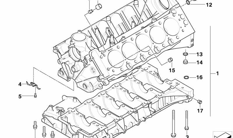 Bloque motor con pistones OEM 11110443600 para BMW E60, E61, E63, E64. Original BMW.