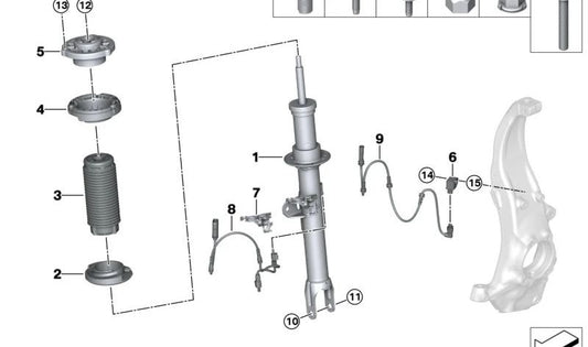 Amortiguador delantero izquierdo con VDC OEM 37106866527 para BMW G31, G31N. Original BMW.
