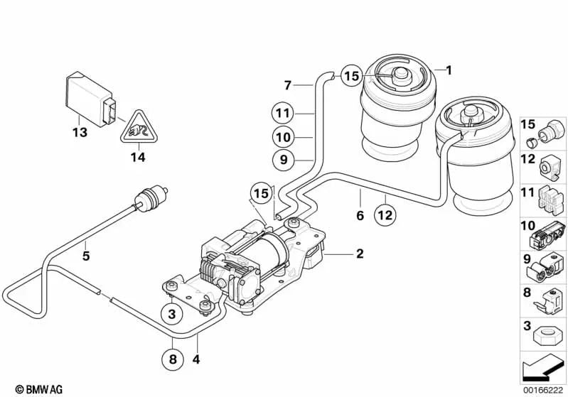 Suspension pneumatique arrière pour BMW X5 E70, E70N (OEM 37126790078). BMW d'origine