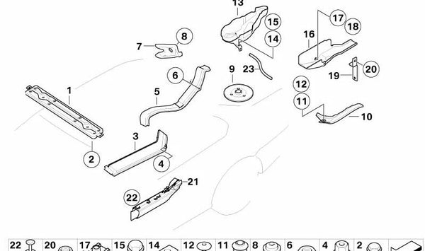Tapa embellecedora unidad de control izquierda OEM 51717115225 para BMW E65, E66. Original BMW.