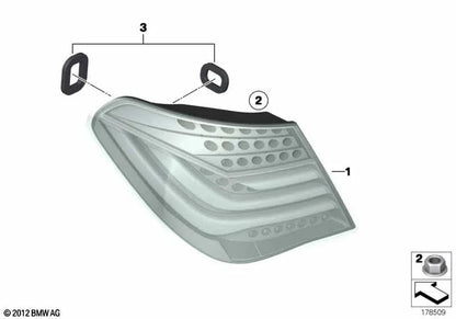 Luz trasera lateral derecha para BMW Serie 7 F01N, F02N (OEM 63217300270). Original BMW