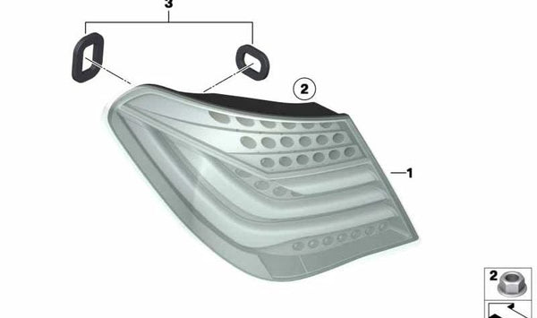 Luz trasera lateral derecha para BMW Serie 7 F01, F02, F04 (OEM 63217182198). Original BMW