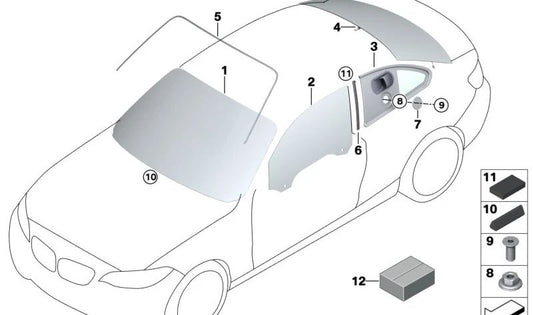 Rear window OEM 51317307737 for BMW F22, F87. Genuine BMW