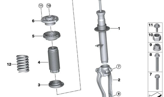 STOP di sospensione anteriore OEM 31336866788 per BMW G30, G31, G16. BMW originale.