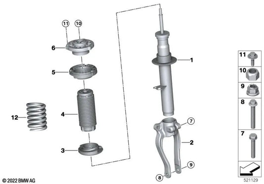 SHOCKE DE CONTRAÇÃO DIREITA PARA BMW 5 G30N SERIES, G31N (OEM 31316896024). BMW original.