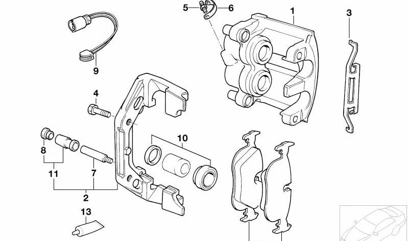 Clip de sujeción freno delantero OEM 34111163416 para BMW E38 {740d, 750i, 750iL, 750iLS}. Pieza original BMW.