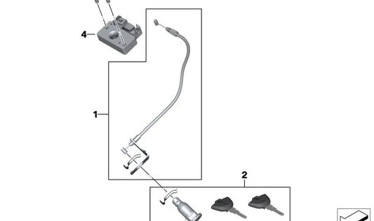 Juego fijación cerradura del asiento OEM 51258414605 para motos BMW G 310 GS (K02) 2016–2025. Original BMW Motorrad.