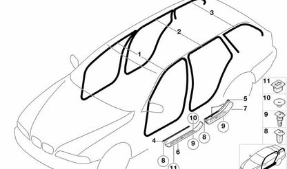 Protector lateral derecho OEM 51728190632 para BMW E39. Original BMW.