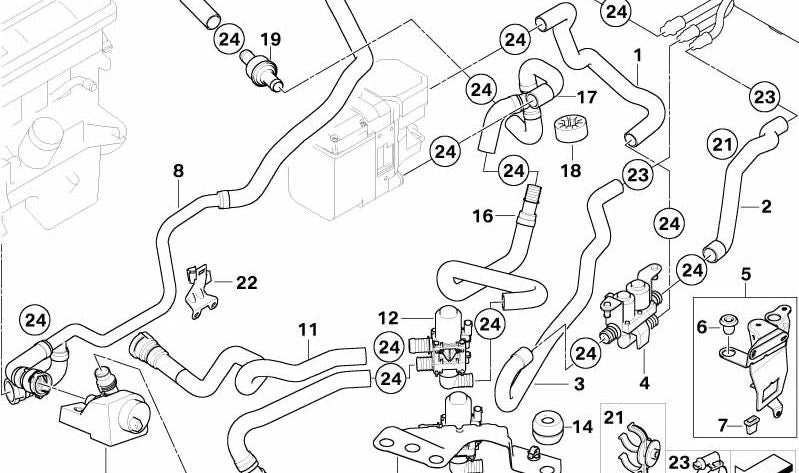 Pompe à eau auxiliaire du tuyau OEM 64216925234 pour BMW E53. BMW d'origine.