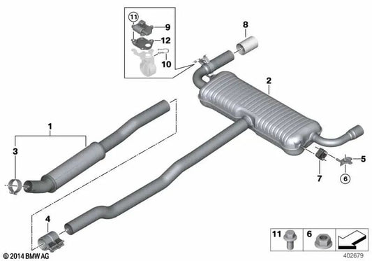 Silenciador traseiro com válvula de escape para BMW F45 (OEM 18308627264). BMW originais.