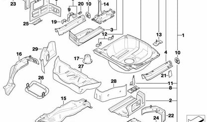 Front support for rear silencer OEM 41112497585 for BMW E46 316i and 316CI (M43, N40, N45). Original BMW.