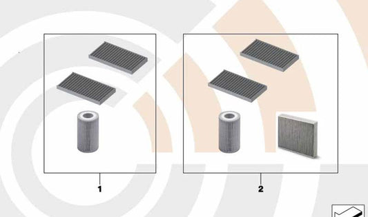 Kit de inspección I Value Line OEM 88002475032 para BMW X5 F15. Incluye piezas esenciales para revisión de mantenimiento. Original BMW.