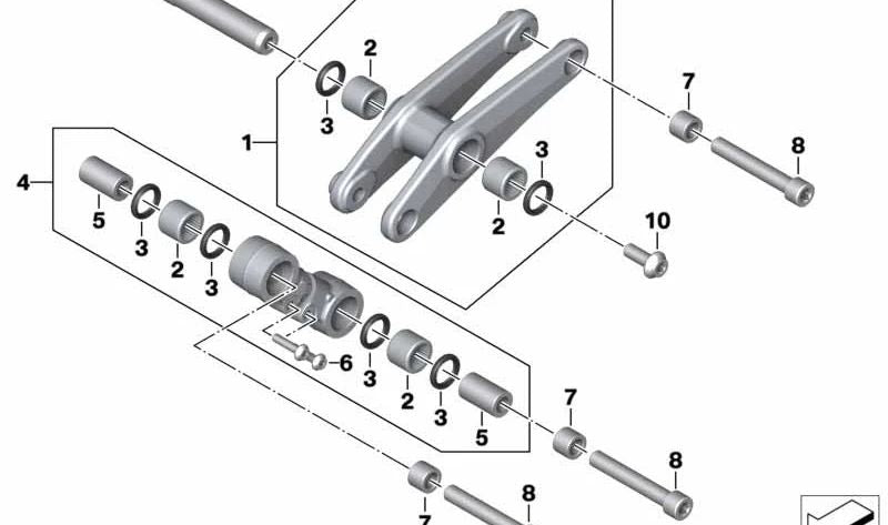 Tirante articulado trasero OEM 33547924582 para motos BMW S 1000 RR (K67) 2018-2022. Original BMW Motorrad.