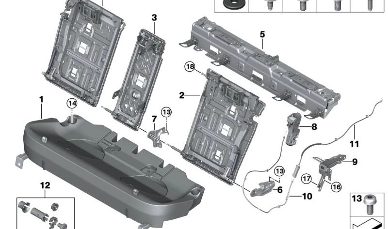Adaptador OEM 52207444987 para BMW X5 G05, G05N, F95, F95N y G18, G18N (todos con asiento trasero con estructura 524493, 524743, 525016). Original BMW.