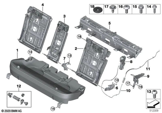 Câble de libération du coffre pour BMW X5 F95, G05 (OEM 52209892242). BMW d'origine