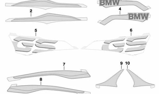 Decoración cubierta depósito centro inferior derecho azul OEM 51148358238 para BMW Motorrad G 310 GS (2017-2020). Original BMW Motorrad.