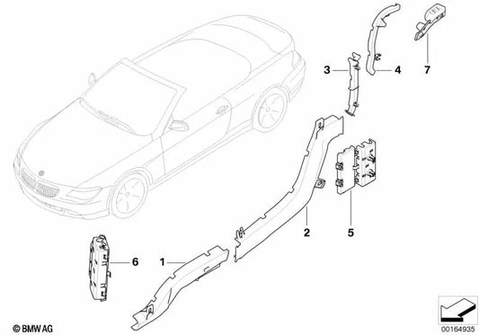 Left Hinge Cover for BMW 6 Series E64 (OEM 61136941433). Original BMW